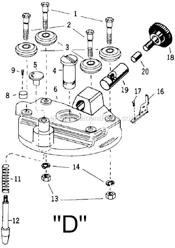Page D Diagram and Parts List for 7770-10 Type 2 Black and Decker Chop Saw